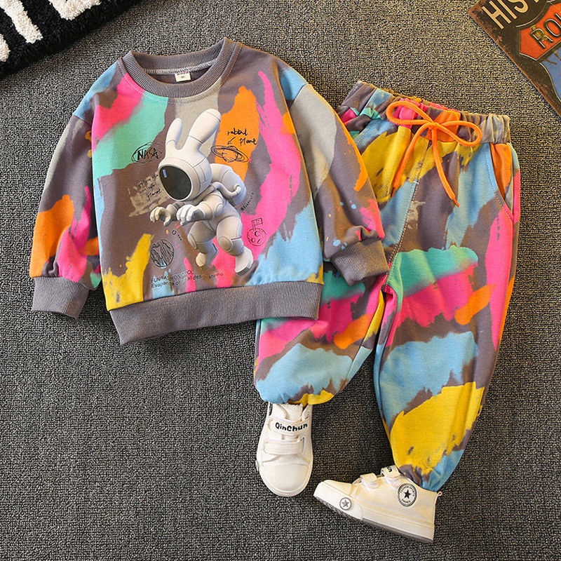 Bộ áo hoodie bé trai, bé gái, áo đường phố cho trẻ em cỡ vừa và lớn mẫu xuân thu mẫu mỏng mẫu mùa thu 2021, trang phục mùa thu thời thượng