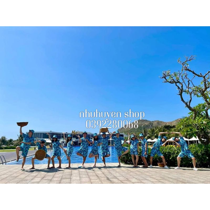 (TOP BÁN CHẠY) Bộ XANH VẸT đi biển có nón big size  team - bộ hoa quả, trái cây big size- chuyên sỉ lẻ - nhuhuyen shop