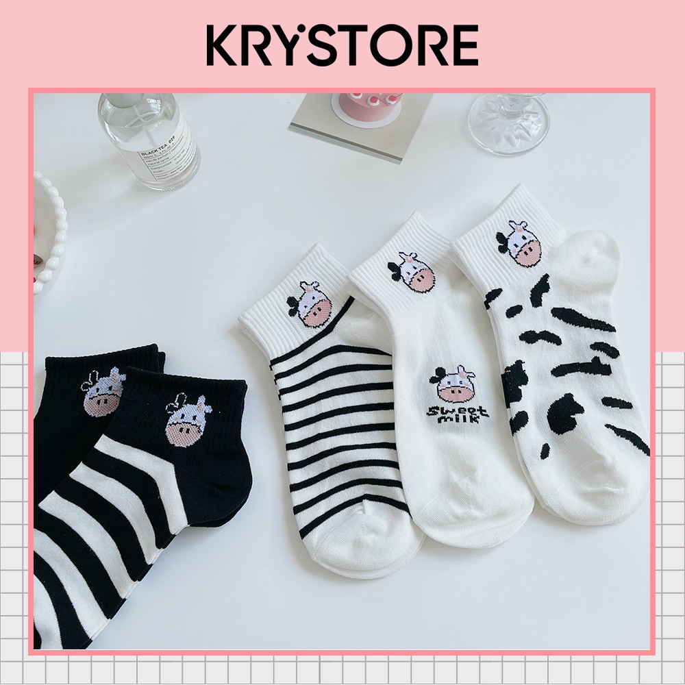 Tất bò sữa ngắn cổ chất đẹp hình cute dễ thương phong cách Hàn Quốc NC19