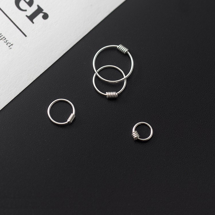 Khuyên tai bạc nữ dạng vòng tròn nhỏ cá tính, bông tai chuẩn bạc ta cao cấp - Trang sức bạc Evasilver