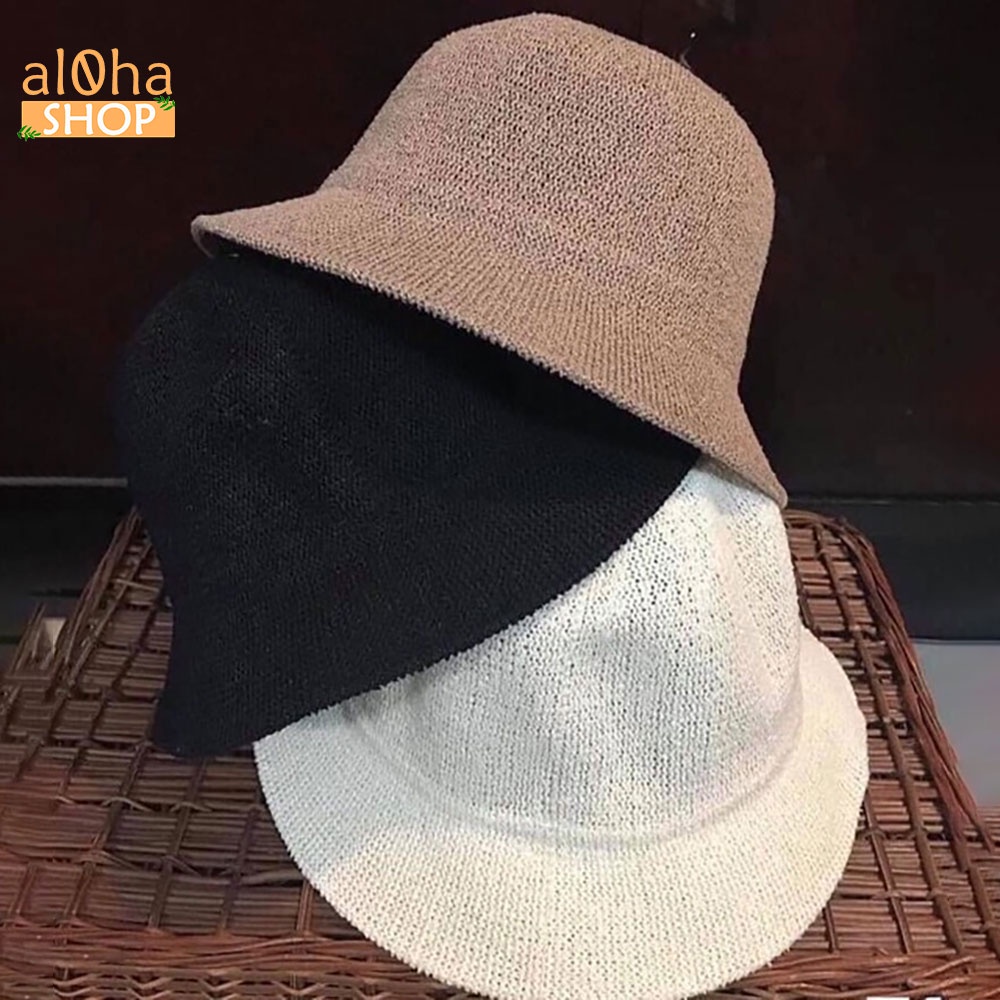Mũ cói vành nhỏ trơn - nón cói vành nhỏ chống nắng, đi biển phong cách Hàn - al0ha Shop