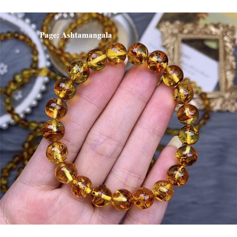 Vòng tay hổ phách Hoa tự nhiên