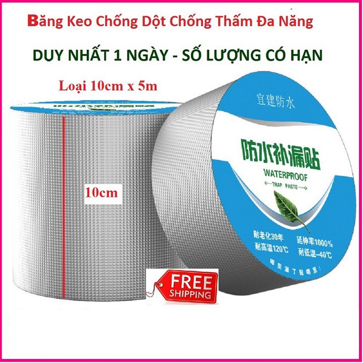 Băng Keo siêu dính trên mọi bề mặt, chống thấm nước khổ 10cm x 5 mét