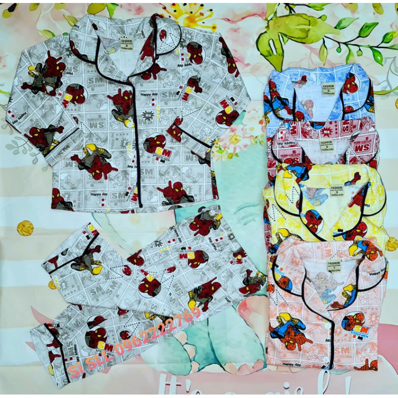 7-28kg Set Bộ Pijama Dài Cho Bé Trai Họa Tiết Người Nhện
