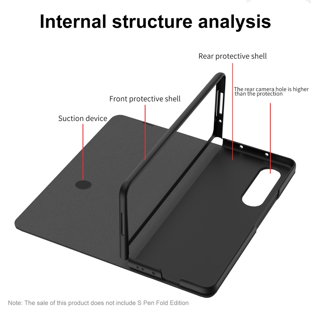 Ốp lưng Samsung Galaxy Z Fold 3 5G ốp điện thoại Không chứa bút ZFold3 ốp Z Fold3 case W22 F9260 casing no pen Trường hợp da cao cấp