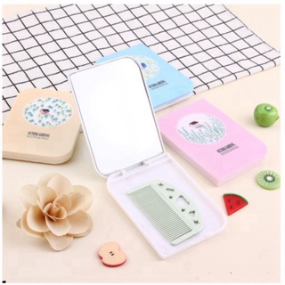 Gương mini cầm tay Hàn Quốc dễ thương - Tặng kèm lược