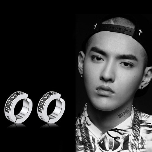 Bông Tai Nam Loại Kẹp Ko Cần Bấm Lỗ Tai Titan Không Đen TT 2429