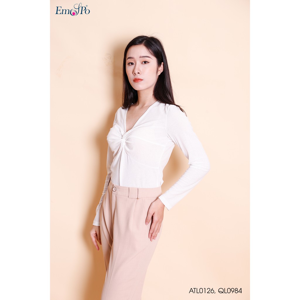 Áo thun dài tay cổ V Emspo ATL0126 (Trắng)