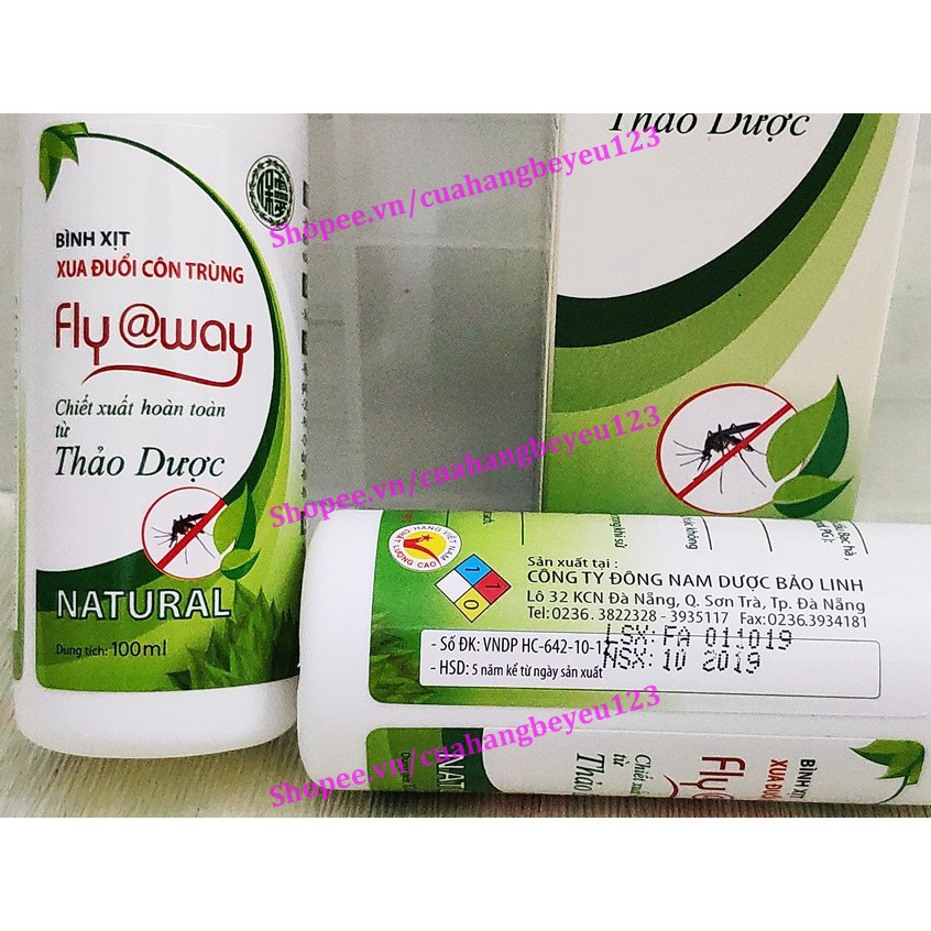 100ml - Bình xịt muỗi thảo dược Fly@way - Bảo Nhiên (Việt Nam)