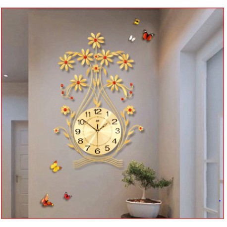 đồng hồ treo tường bình hoa xinh xắn