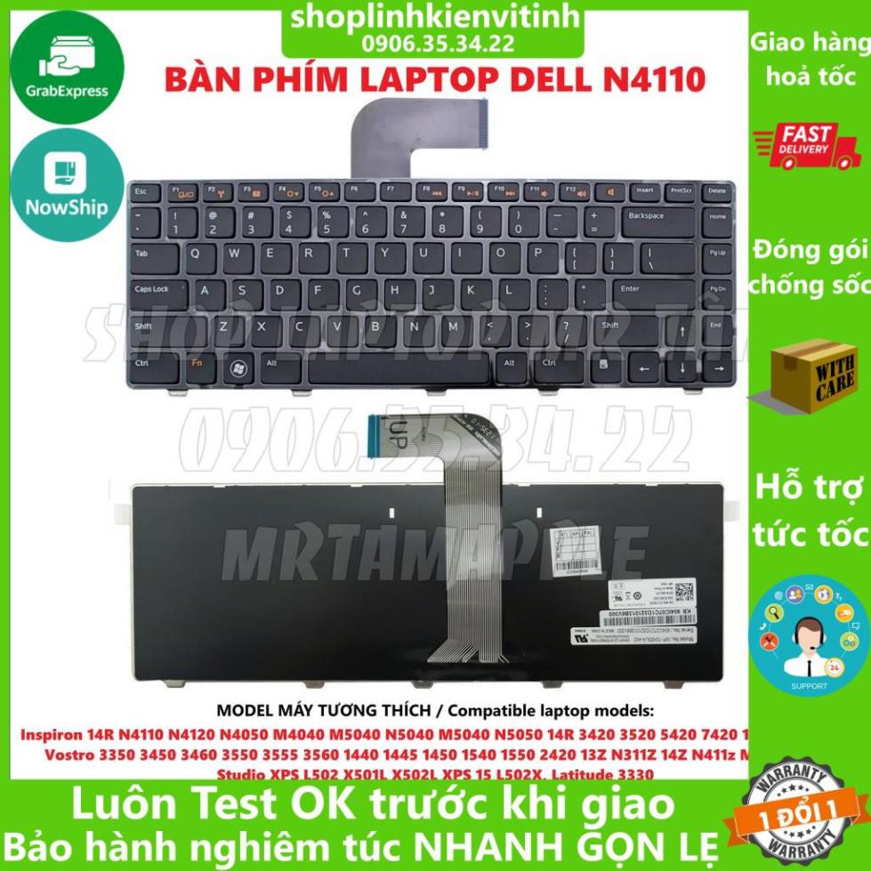 (KEYBOARD) BÀN PHÍM LAPTOP DELL N4110  dùng cho Inspiron 14R N4110 N4120 N4050 M4040 M5040 N5040 M5040 N5050 14R 3420