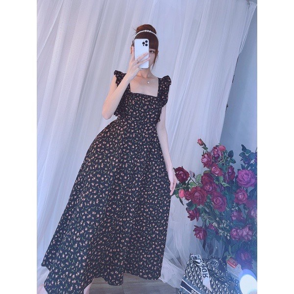 Đầm suông hoa cánh tiên đi chơi đi du lịch hẹn hò siêu dễ thương hình thật