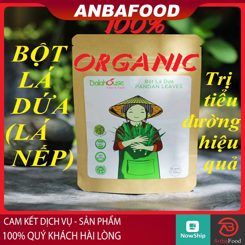 Bột lá dứa nếp Dalahouse (50g) - Bột tạo màu, mùi tự nhiên nguyên chất