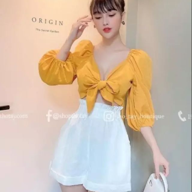 Sét bộ áo thắt nơ