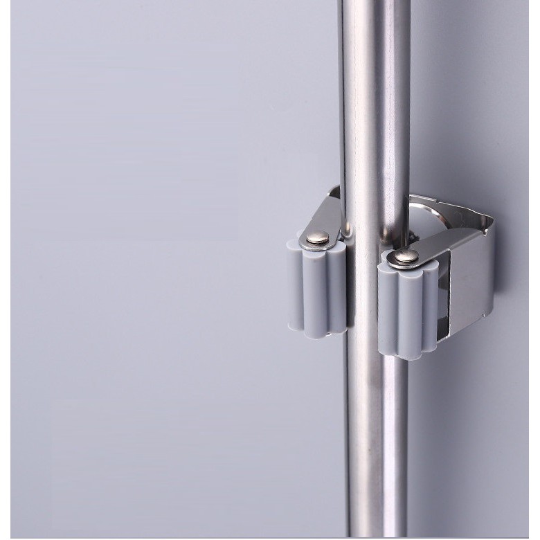 Móc Kẹp Giữ Chổi, Giá Inox Treo Cây Lau Nhà Gắn Tường, Khô Ráo - Gọn Gàng - Ngăn Nắp, Gắn Keo Siêu Chắc. Kingler 4031