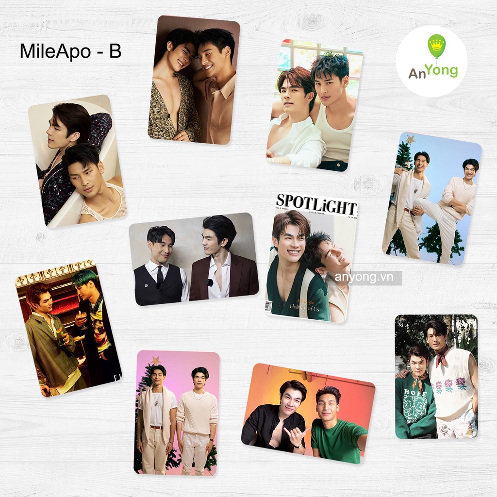 Set 10 tấm card hình MileApo KinnPorsche bo góc tặng sleeve