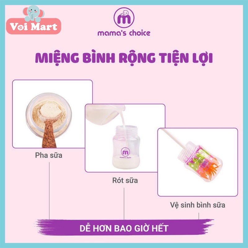 ⚡HOT⚡Hộp 2 Bình Trữ Sữa Cổ Rộng Mama Choice 180ml Có Nắp Đậy Tương Thích Các Dòng Máy Hút Sữa Cổ Rộng Spectra, Avent,.