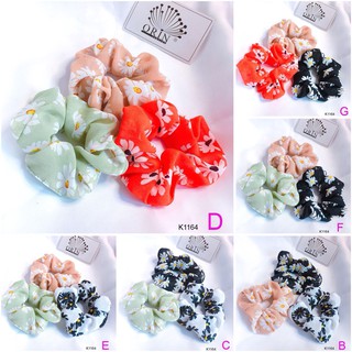 Set 3 cột tóc scrunchies hoa cúc vải chiffon Siêu đẹp Orin K1164
