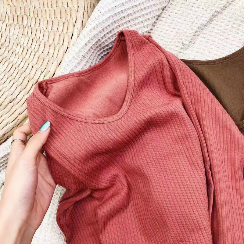 Bộ Len Tăm Giữ Nhiệt Thu Đông Nữ Bộ Ngủ Ở Nhà Siêu Ấm Áp, Co Giãn 4 Chiều