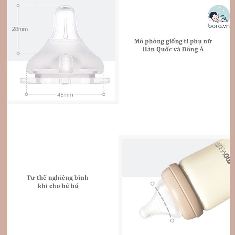 Núm ti bình sữa Moyuum cổ rộng  Cam kết chính hãng