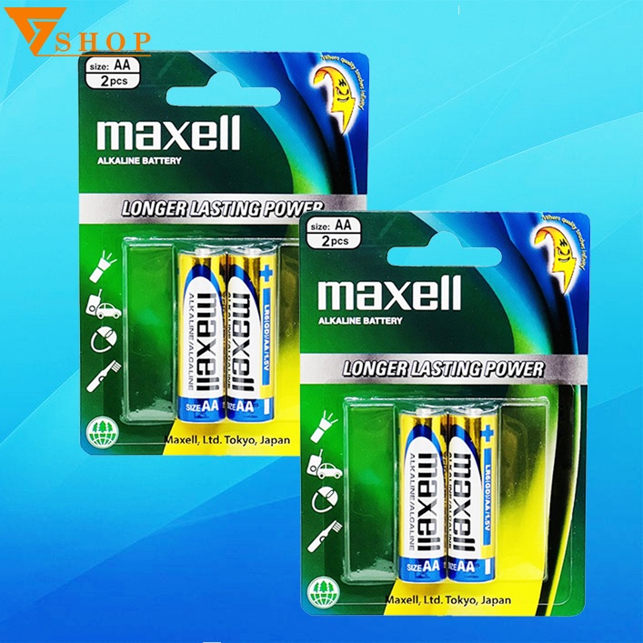Combo 2 vỉ pin AA Maxell, pin tiểu Maxell ( 1 vỉ 2 viên)