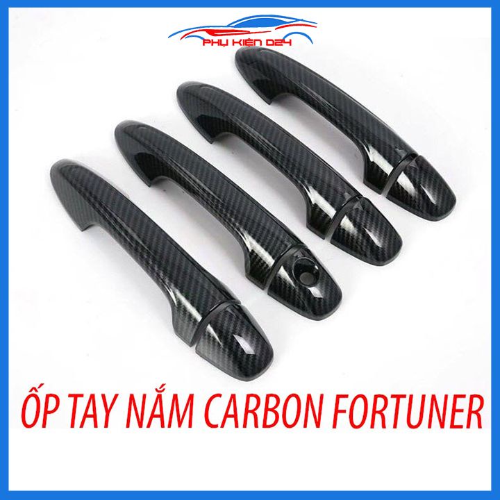 Ốp tay hõm Fortuner 2017-2018-2019-2020-2021-2022-2023 vân carbon, mạ crom chống trầy bảo vệ cửa xe ô tô