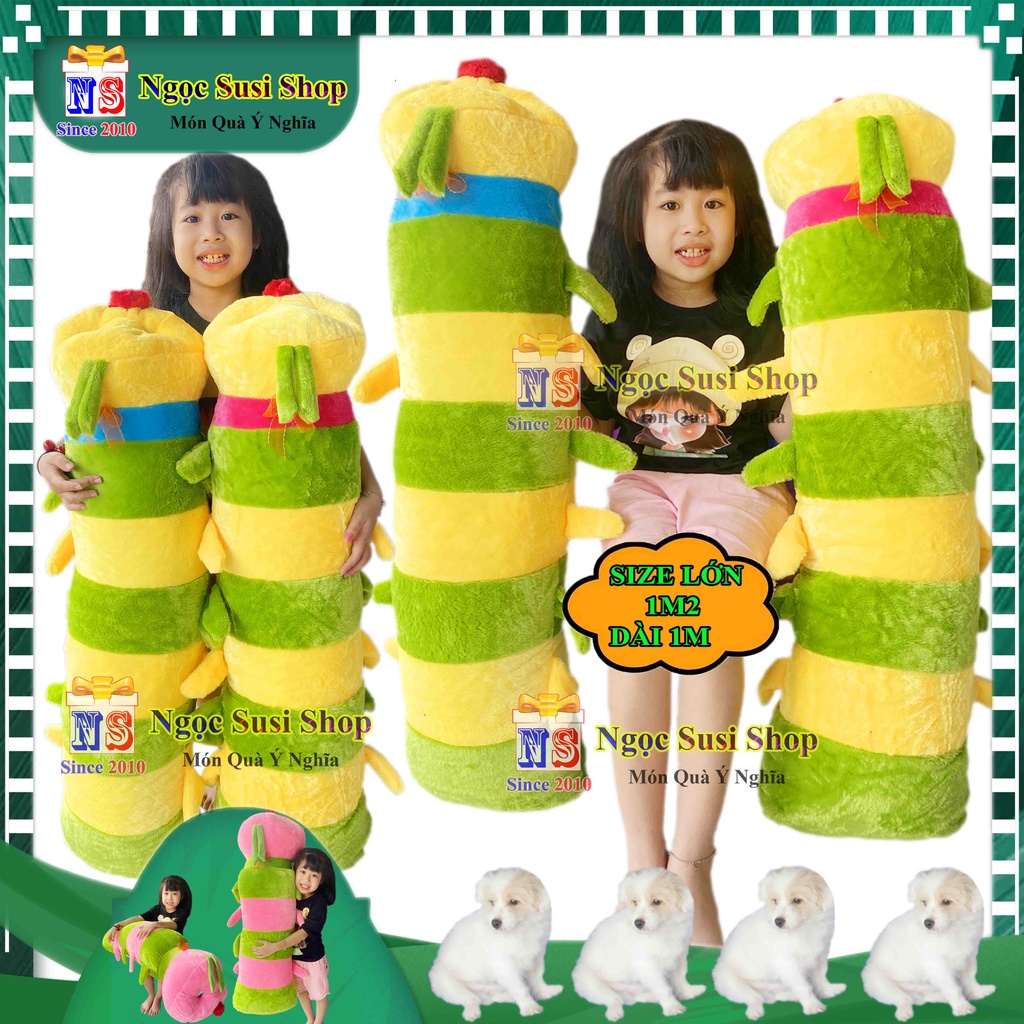 GỐI ÔM CON SÂU NHỒI BÔNG SIZE 90CM DÀI 70CM  ÔM NGỦ - GẤU BÔNG CON SÂU