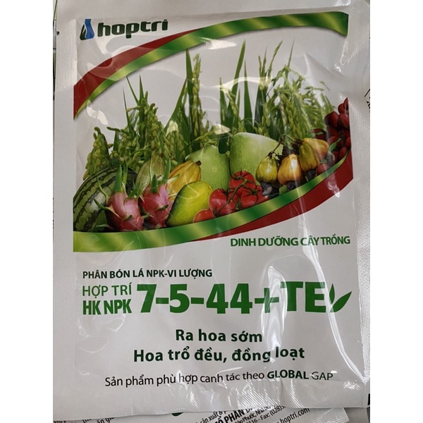 Phân bón Hợp Trí HK NPK 7-5-44+TE gói 250gr kích ra hoa sớm kích hoa trổ đồng loạt