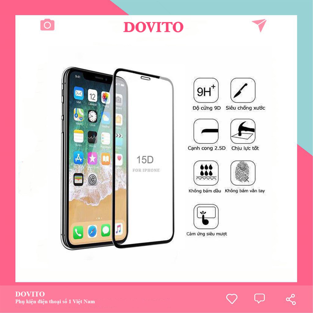 Kính cường lực Dovito Full Màn 9D 6/6plus/6s/6s plus/6/7/7plus/8/8plus/x/xs/xs max/11/11 pro/11 promax/12 pro max CL01