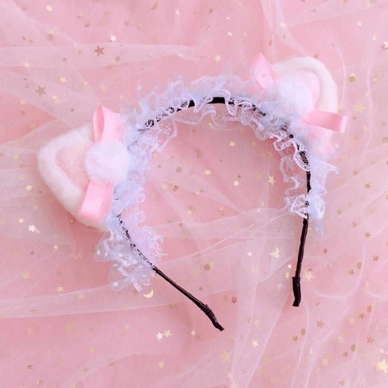 Băng Đô Tai Gấu Phối Ren Phong Cách Lolita