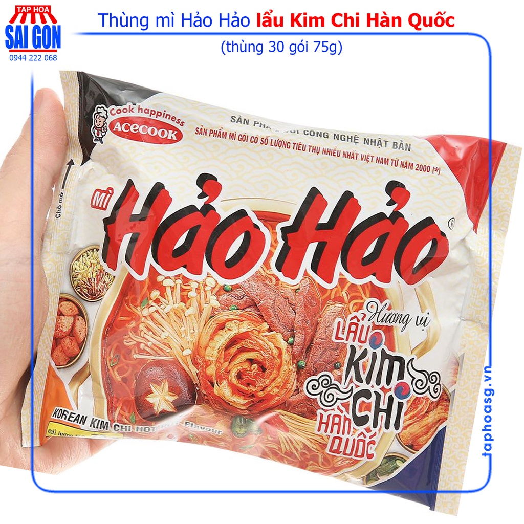 Thùng 30 Gói Mì Hảo Hảo Lẩu Kim Chi Hàn Quốc mang hương vị chua cay mới của kim chi đến các tín đồ mì gói
