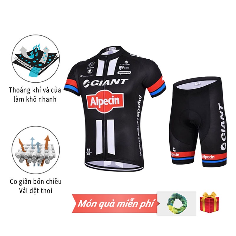 GIANT Nam giới đi xe đạp Jersey Bộ đồ đi xe đạp đường trường Quần ngắn tay có đệm bọt biển Bộ quần áo cưỡi ngựa nhanh khô