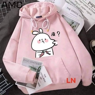 Áo hoodie nỉ bông form rộng hình con thỏ