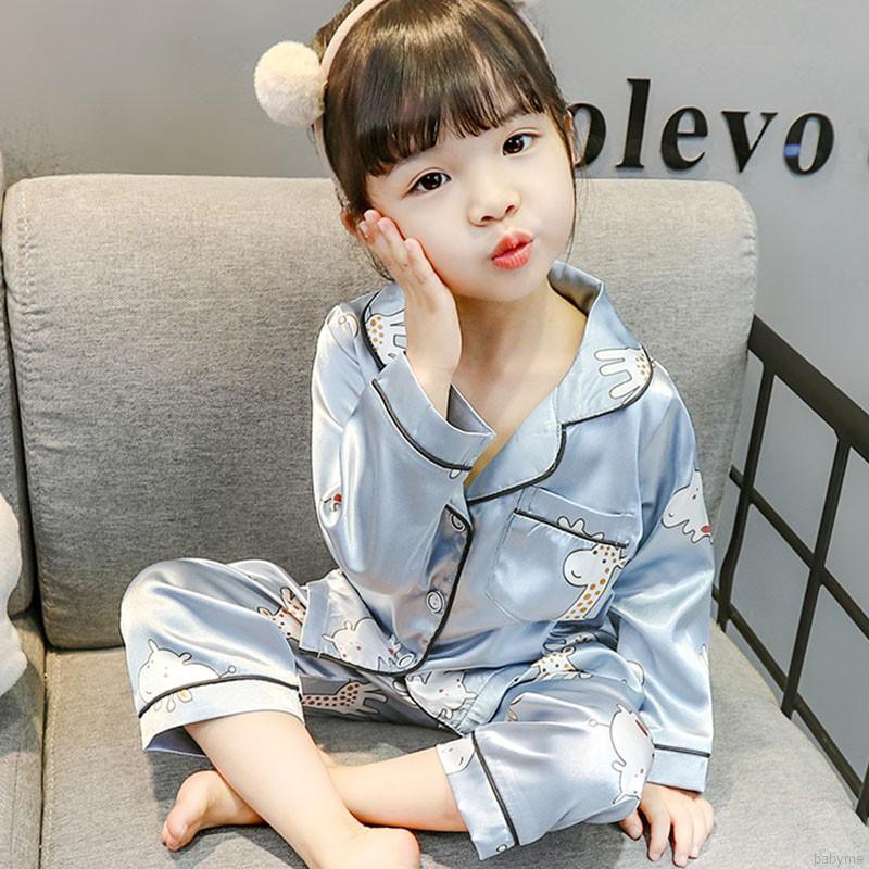 Bộ đồ ngủ pijama dài tay in họa tiết động vật dễ thương cho bé