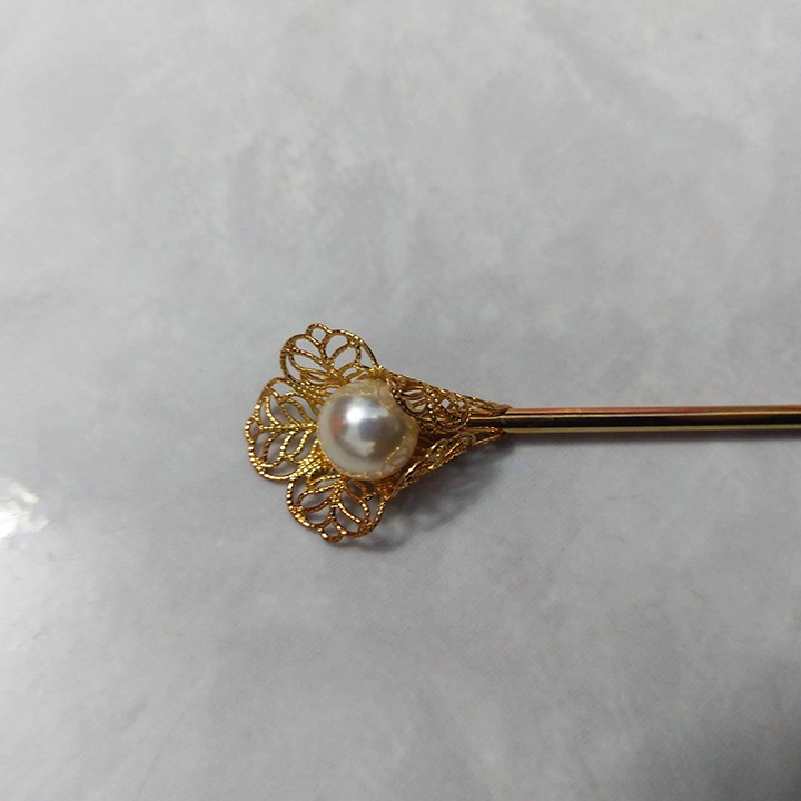 Trâm cài tóc cổ trang đính hạt trai 14.2cm phong cách đơn giản dùng cho búi tóc cosplay cổ phục việt phục