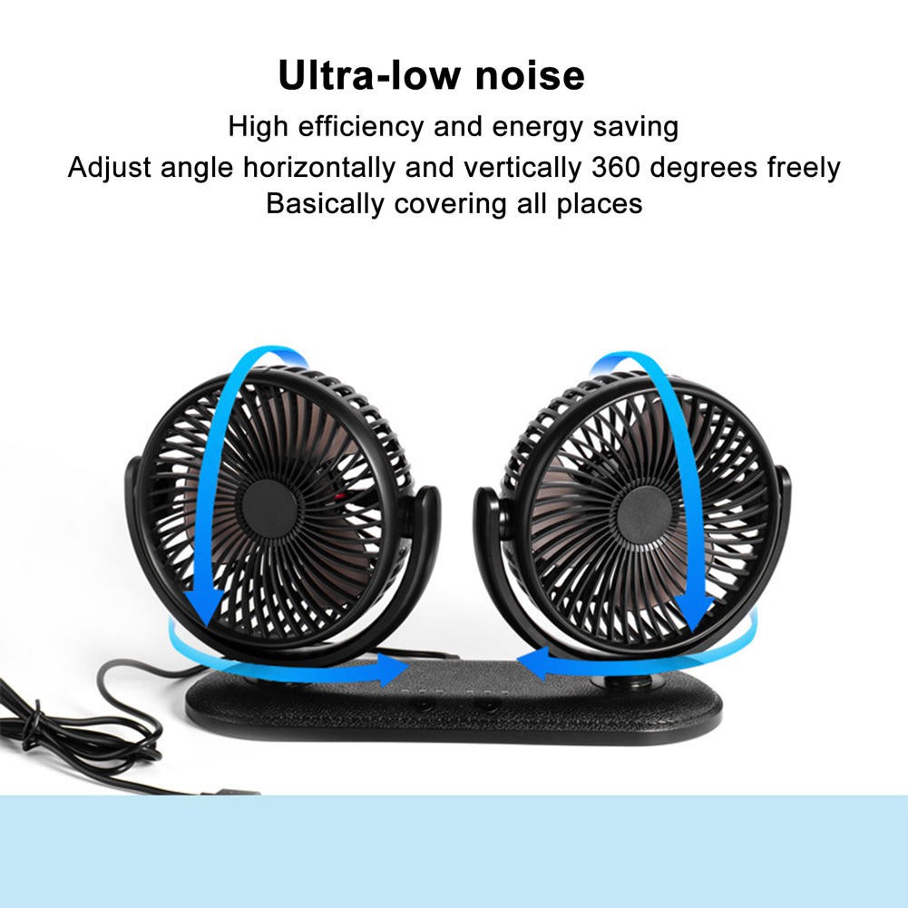 [Apill] Car Auto Fan 360 Degree Adjustable 3‑Level Air Cooling Dual Head Silent USB Cooler DC201