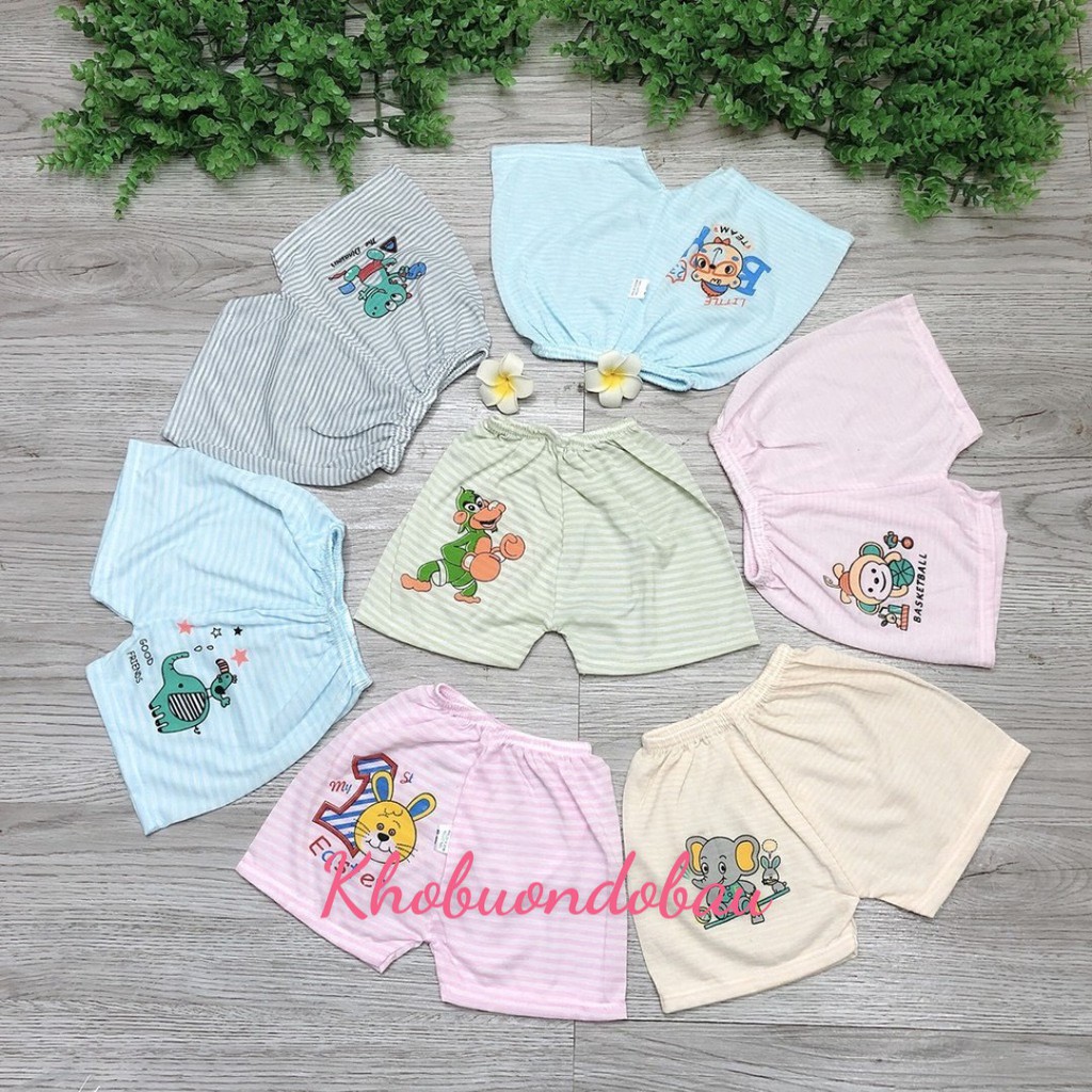 Quần đùi cotton kẻ cho bé họa tiết hình thú siêu yêu cho bé trai và bé gái