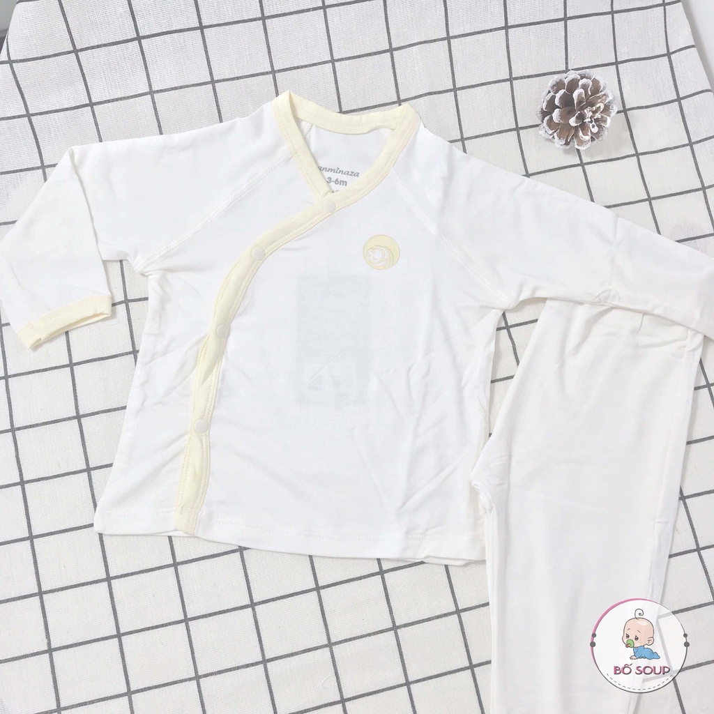 Đồ bộ dài tay cho bé trai bé gái sơ sinh cài lệch chất cotton hãng Anminaza Việt Nam