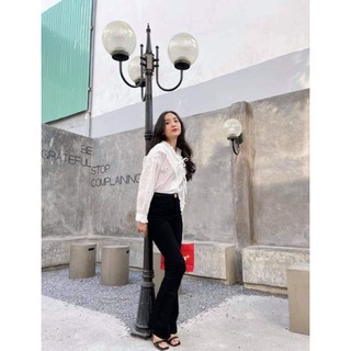 Quần jeans nữ loe đen dáng dài