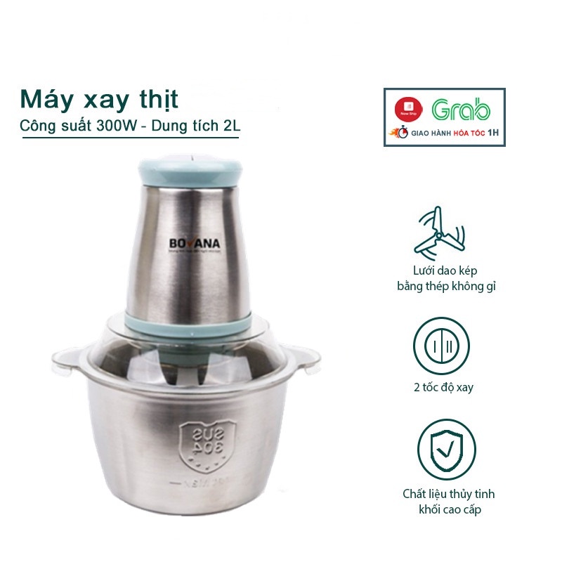 Máy Xay Thịt, Xay Sinh Tố Đa Năng BOVANA - Cối Inox 2L