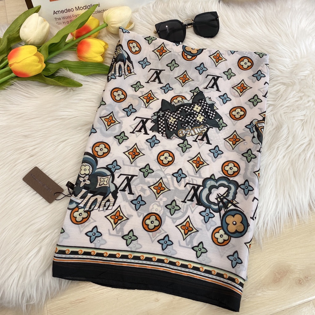 Khăn lụa choàng cổ dáng dài chống nắng phong cách Hijabs thời trang bãi biển cho nữ