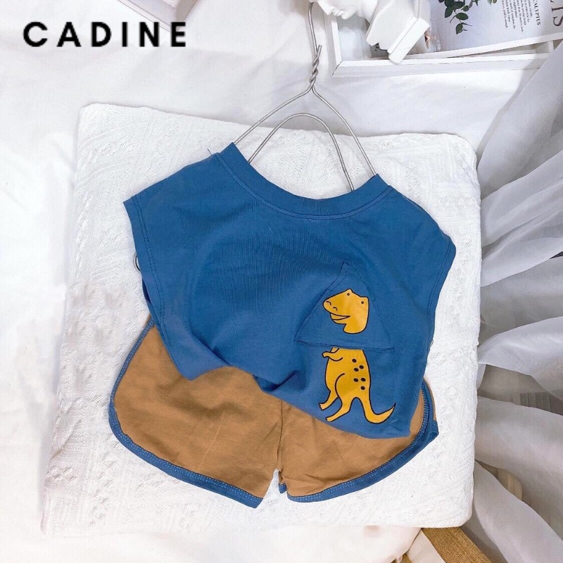 Bộ bé trai chất cotton mềm in hình khủng long đáng yêu 10-16kg Cadine Kids