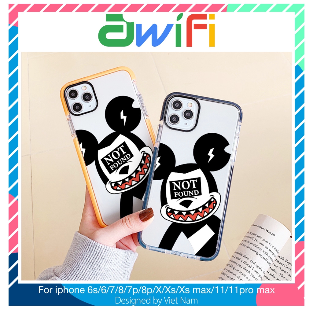 Ốp iphone - Ốp lưng mickey not found cạnh 6/6s/6plus/6s plus/7/8/7plus/8plus/x/xs/xs max/11/11pro max-Sale Sốc V5-12