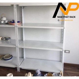 Kệ sắt v lỗ 4 tầng: cao 1.5m, dài 1m, rộng 0.4m