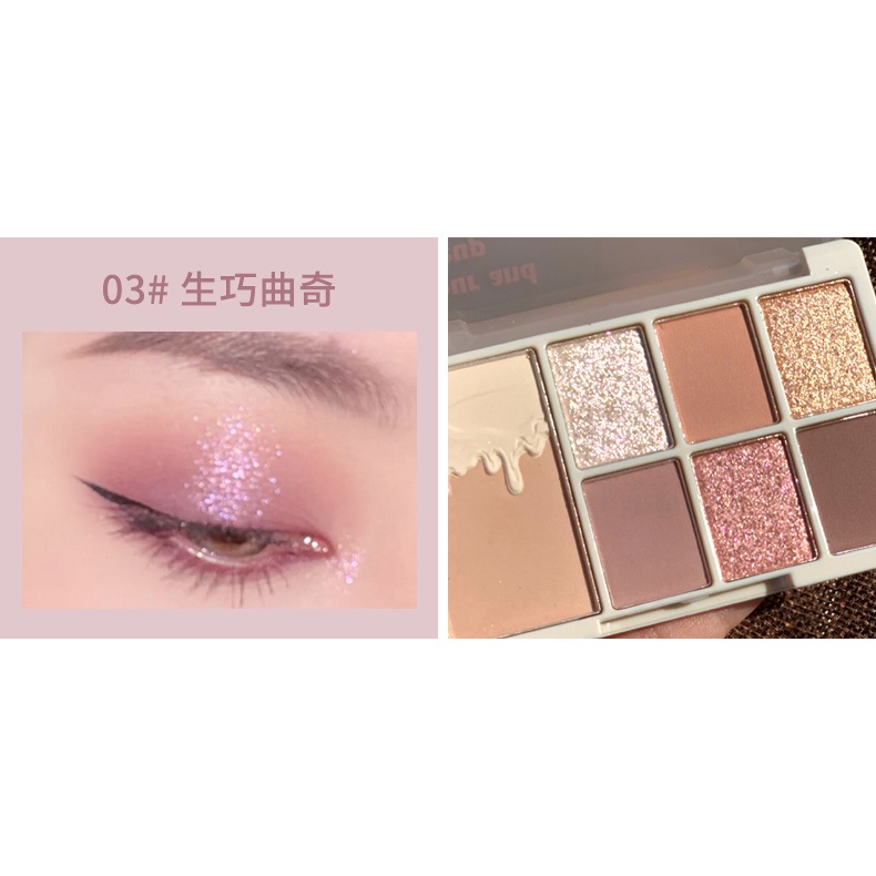 Bảng Phấn Mắt 7 Màu Lì / Nhũ Mềm Mịn Kháng Nước Lâu Trôi Làm Sáng Da