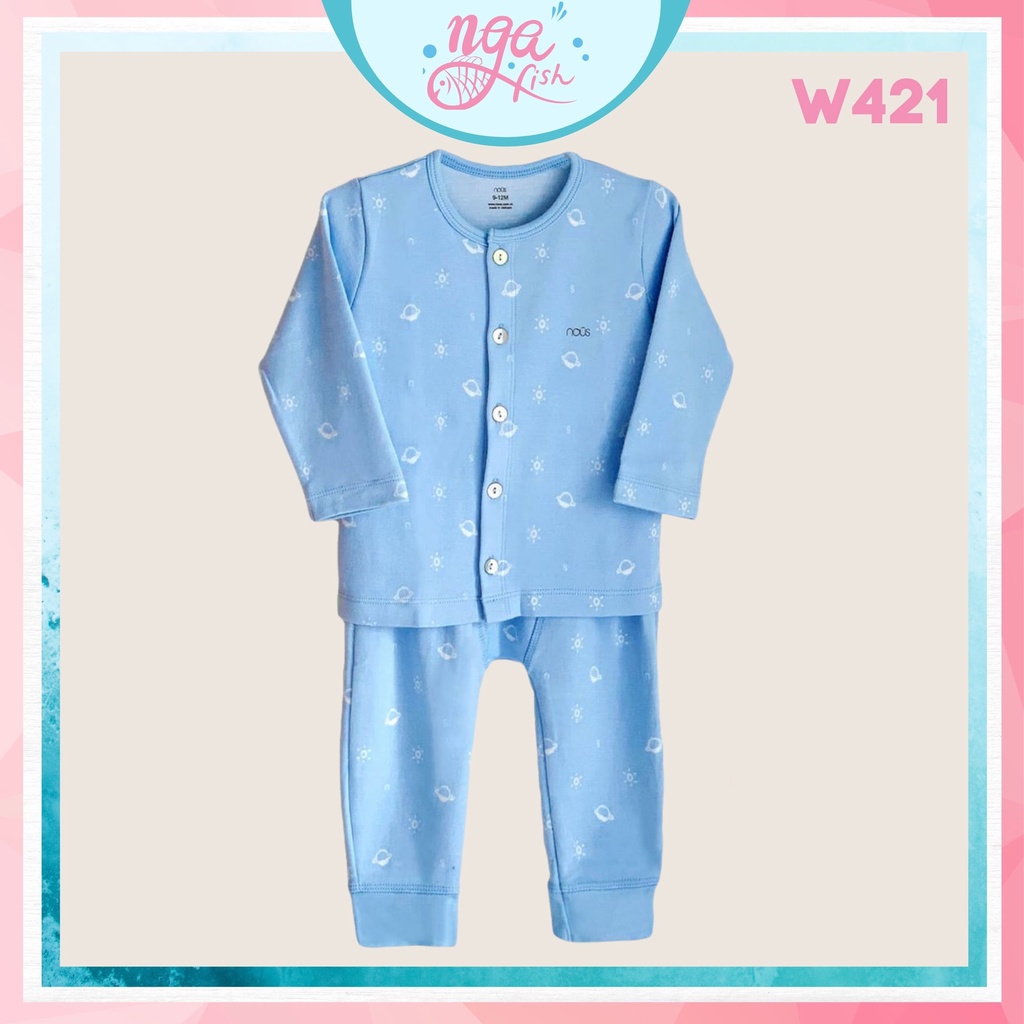 Bộ dài tay cho bé cài thẳng dài Nu verlous 2019 dễ thương Nga Fish W421