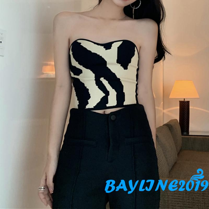 Áo ống cúp ngực họa tiết bò sữa quyến rũ cho nữ