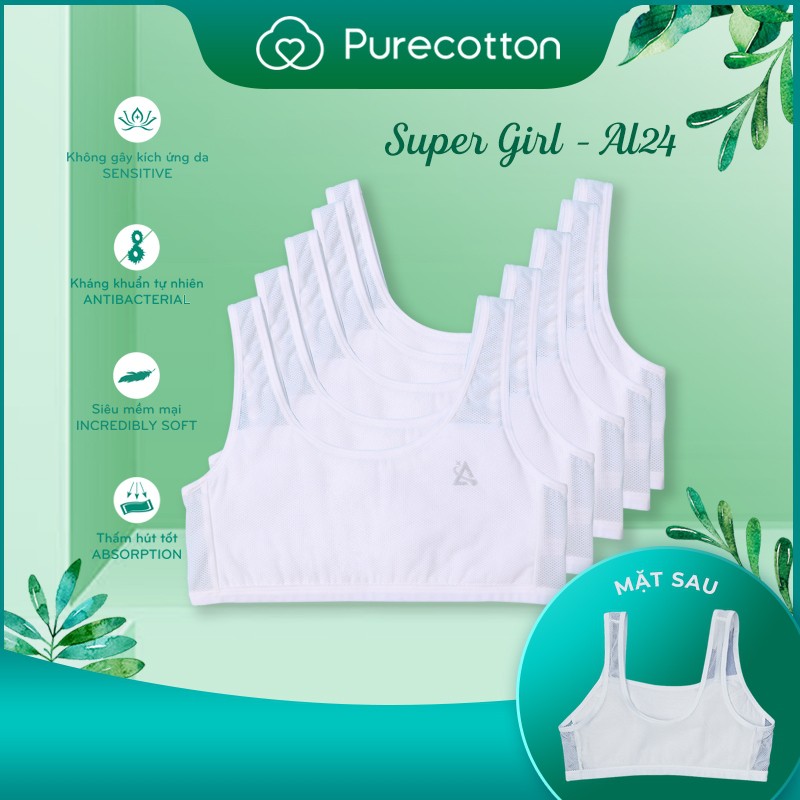 Combo 5 áo lá học sinh Purecotton cho bé gái mới lớn chất liệu cotton cao cấp kiểu dáng chui đầu không đệm PC005 | BigBuy360 - bigbuy360.vn