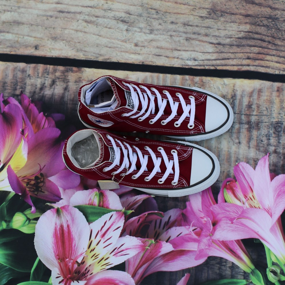 Giày Sneaker Cổ Cao Đỏ Mận Nữ