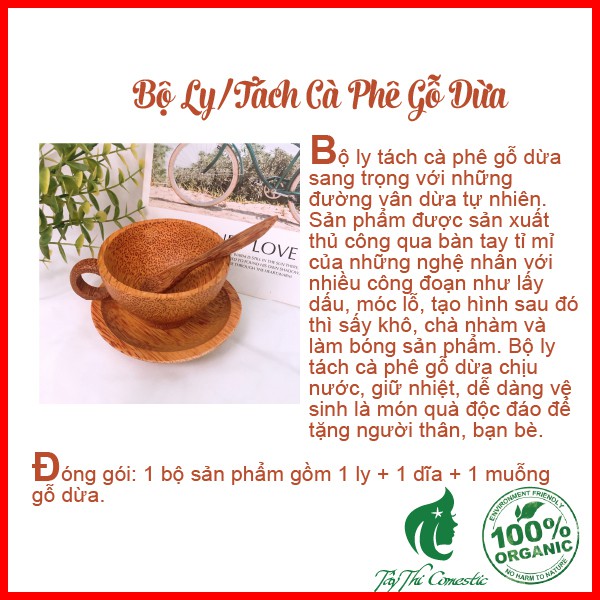 Bộ Ly/ Tách Cà Phê Gỗ Dừa